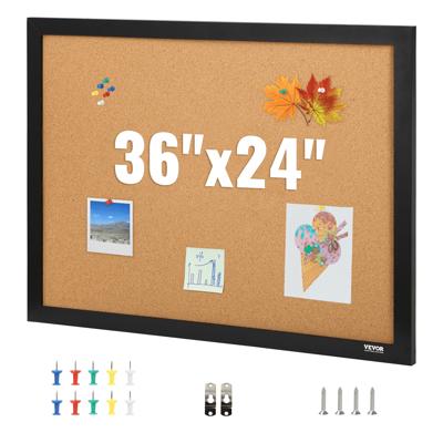 Yeaqee Framed Bulletin Board 48 x 36 Inch Black Large Cork