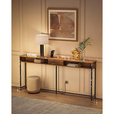 TRIBESIGNS WAY TO ORIGIN Benjamin Brown 70.9 in. Long Console Sofa Table, 2  Tier Narrow Industrial Behind Couch Bar Table Storage Shelves  HD-XK00148-WZZ - The Home Depot