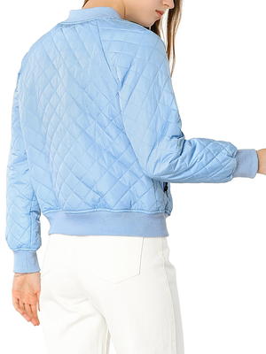 Unique Bargains Women's Quilted Zip Up Moto Raglan Sleeves Bomber Jacket XS  White 