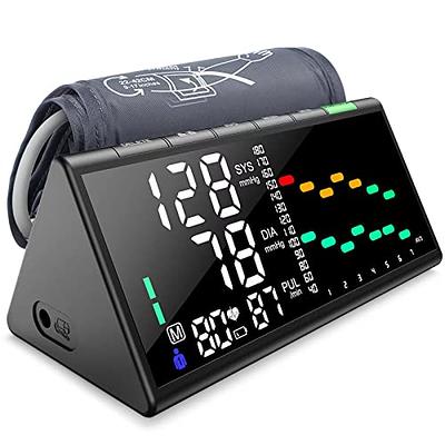 Monitor de presión arterial para brazo superior con lectura de audio,  PANACARE 3.4'' Tri-Color Backlight monitor electrónico BP automático,  medidor de máquina BP con 8.7-16.5 puño para el hogar, 2 usuarios 