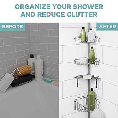 Better Homes & Gardens Adjustable Over The Shower Caddy with 2 Basket Shelves, Satin Nickel - Satin Nickel