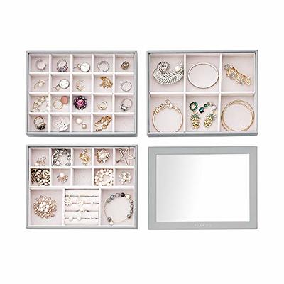 Vee Stackable Jewelry Tray Organizer with Lid, 35 Grids High-Capacity  Earring Organizer, Jewelry Storage Display Tray for Drawer, Earring  Necklace