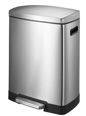 Lavex 50 Gallon Gray Wheeled Rectangular Trash Can with Lid and Step-On  Attachment