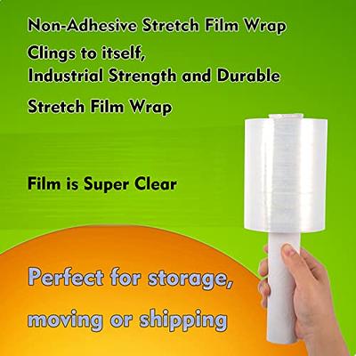 [4 Roll] 18 Inch x 1000 Feet Plastic Shrink Wrap - Clear Heavy Duty Stretch  Wraps, Adhering Film for Moving Packing Paper Storage Office Supplies