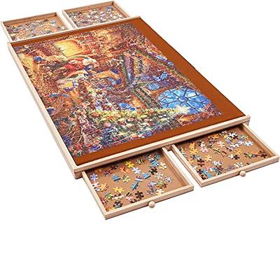 yishan wooden jigsaw puzzle board table for 1000 pieces with drawers and  cover, adjustable puzzle easel, portable tilting puz