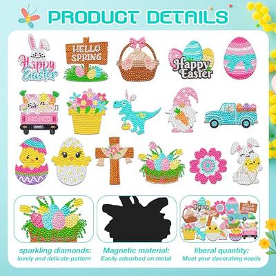 Umigy 16 Pcs Easter Diamond Painting Magnets for Refrigerator