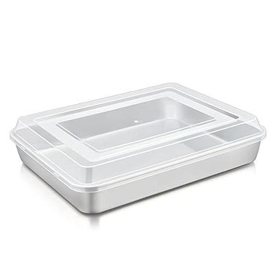 P&P CHEF Deep Lasagna Pan Set (12.7'' & 10.7 Stainless Steel Rectangular  Baking Pan for Brownie/Cake/Meat, Non-Toxic & Heavy Duty, Deep Side &  Rolled