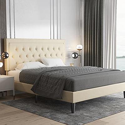 Yaheetech Queen Size Upholstered Bed Frame with 4 Drawers and Adjustable  Headboard, Faux Leather Platform Bed with Mattress Foundation Strong Wooden