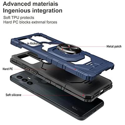 For TCL 30 SE Case Shockproof Ring Stand Phone Cover w/ Tempered Glass  Protector