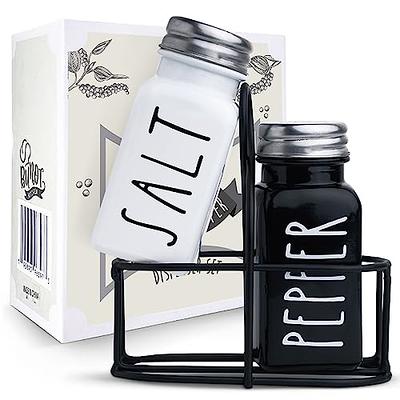 Glass Farmhouse Salt and Pepper shakers set - Cute Black Salt and Pepper  Shakers for Home Restaurant or wedding Gifts - Perfect addition to any  kitchen Decor - Rustic Salt and Pepper Shakers (BLACK)