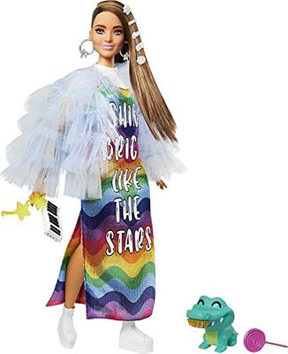 Barbie® Doll and Accessories, Extra Fashion Doll with Platinum Blonde Hair  and Blue Paisley-Print Jacket, Pet Chihuahua​