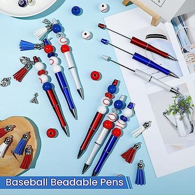 12 Set Sports Bead Pens Plastic Beadable Pens Assorted Ball Bead Pen  Silicone Beads Sports Beads