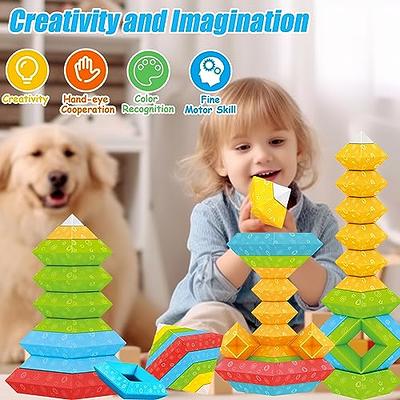 100pcs Wooden Building Blocks Stacking Game 1 Inch Rainbow Cubes Blocks Set  Preschool Learning Educational Toys For Toddlers Boys Girls