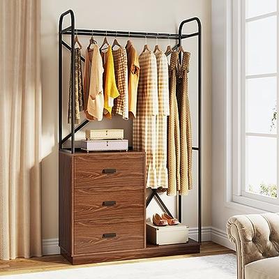 Tribesigns Extra Large Closet Organizer with Hooks, Free-Standing Closet Clothes Rack with Shelves and Hanging Rod, Heavy Duty Industrial Clothing