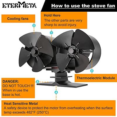 ETERMETA Wood Stove Fan Heat Powered Dual, 8 Blades Double Motors
