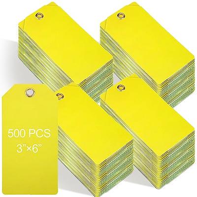 Thyle 500 Pcs Waterproof Plastic Tags Plastic Labeling Tags Shipping Label  Tags with Reinforced Metal Holes Tear Resistant 15 Mil Blank Tags for Name  Price Luggage Clothing Bag (Yellow,3 x 6) 