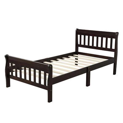 URTR Espresso Twin Size Platform Bed Frames, Wood Twin Bed with