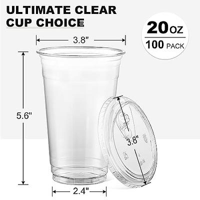 VITEVER 100 Sets - 16oz Plastic Cups with Lids and Straws