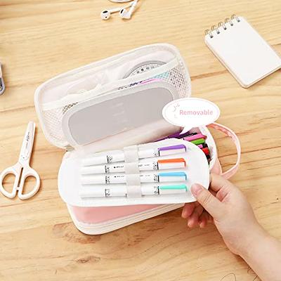 Sooez Large Pencil Case, Big Capacity Pencil Pouch Pen Bag with 3  Compartment, Portable Canvas Stationery Organizer with Zipper, Cute  Aesthetic School