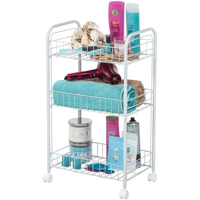 Mainstays 3 Tier Metal Utility Cart, Arctic White, Easy Rolling, Indoor, Adult and Child