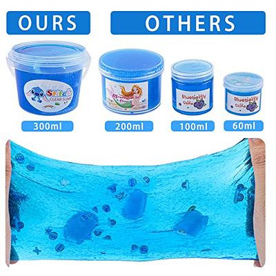 Clear Slime with 8 Add-ins, Blue Clear Jelly Cube Crunchy Slime for Kids,  Stress Relief