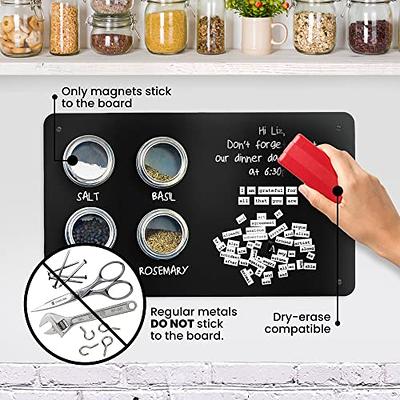 Stainless Steel Metal Magnet Board - 17.5 x 11.5 Flat Silver Magnetic Board for Magnets and Bulletin Board - Includes Dual Lock Tape