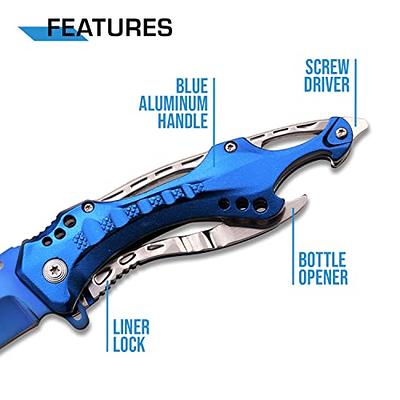 MTech USA – Spring Assisted Folding Knife – Blue TiNite Coated