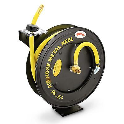 VEVOR Fuel Hose Reel, 1 x 33', Extra Long Retractable Diesel Hose Reel, Heavy-Duty Carbon Steel Construction with Automatic Fuel Nozzle, NBR Rubber