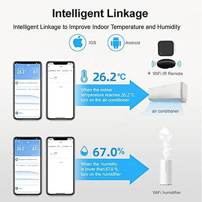 Smart WiFi IR Air Conditioner Controller Thermostat with LCD Display App Control Temperature Humidity Sensor Monitor Compatible with Alexa Google Home