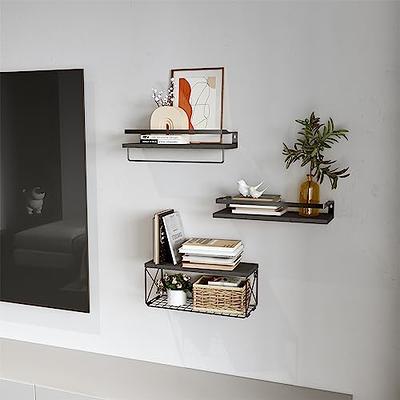 Hoiicco Bathroom Shelves with Wire Storage Basket, Floating