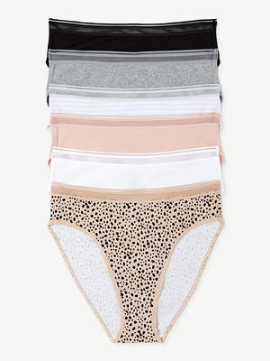 Joyspun Women's Cotton Hi Cut Bikini Panties, 6-Pack, Sizes S to 2XL -  Yahoo Shopping
