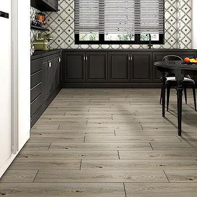 VEELIKE 6''x36'' Beige Grey Peel and Stick Floor Tile Waterproof