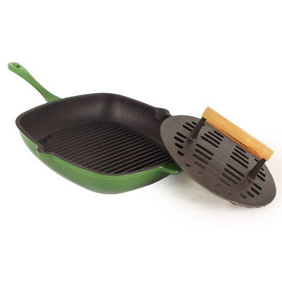 Neo 2pc Cast Iron Set 10 Fry Pan & 11 Grill Pan Set Oyster - The