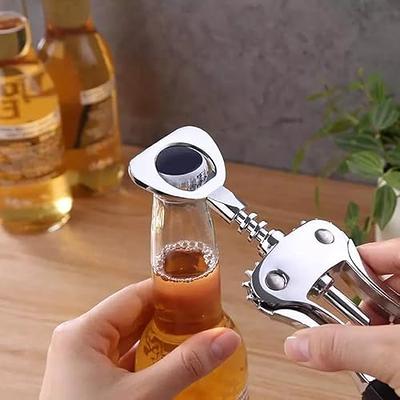 Zinc Winged Corkscrew :: helps users effortlessly open corked bottles