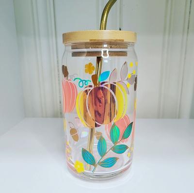 Pumpkin Iced Coffee Cup, Fall Coffee Cup, Iced Coffee Cup , Glass Cup With  Lid and Straw , Gifts for Women, Coffee Aesthetic 