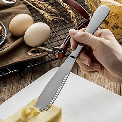 LAH KITCHEN BUTTER SPREADER KNIFE STAINLESS STEEL | 3 in 1 Multifunction  Butter Knife Curler Grater | Extra Wide Professional Butter Knife SILVER