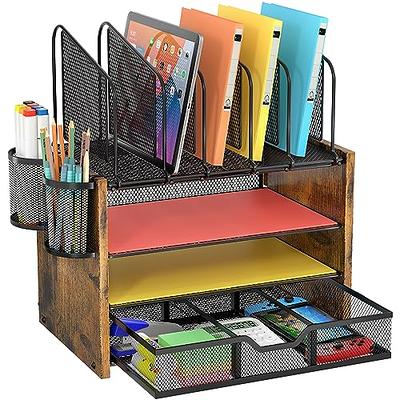 Sohindel Desk Organizers and Accessories for Women with Drawer, Cute Desk Supplies and Stationary Oganizer for Home and Office Desk Decor, Metal Mesh Desk