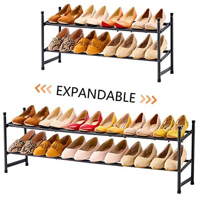 REGILLER 5-Tier Stackable Shoe Rack, Expandable & Adjustable Shoe Organizer  Storage Shelf, High Capacity, Wire Grid, Black