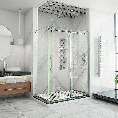 DreamLine Enigma-XO 68-72 in. W x 76 in. H Fully Frameless Sliding Shower Door, Polished Stainless Steel