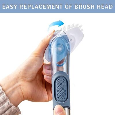 Dish Brush with Soap Dispenser Dish Scrubber with Replaceable PP