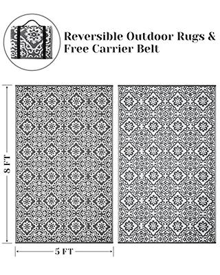 HOMEIDEAS Outdoor Rug, Waterproof Patio Plastic Straw Rugs, RV Reversible  Camping Mat, Portable Area Rugs for Outdoors, Camping, Picnic, Beach,  Backyard, Deck, Trailer, Grey & White, 5' x 8' - Yahoo Shopping