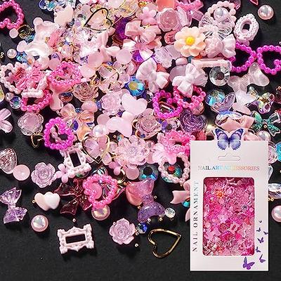 6 Boxes 3D Rose Flower Butterfly Nail Charms Acrylic Pink Black Blue 3D  Butterfly Rose Flower Nail Art Charms Mix Pearl Gold Metal Round Beads for  Nail Art Designs Accessories DIY Craft