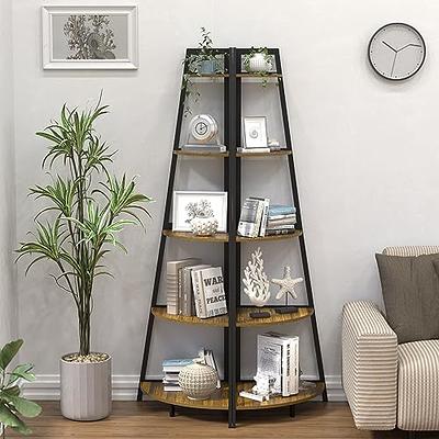 Corner Shelf, 4 Tier Bamboo Corner Bookshelf, 47.2 Inch Tall Bookcase