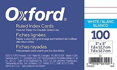 Oxford Index Cards, 3 x 5, Ruled, White - 100 pack