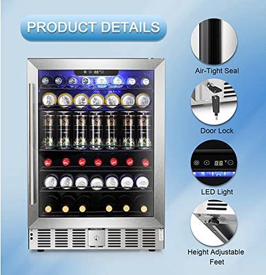 5.1Cu.Ft Soda or Beer Small Wine or Champagne Cooler Low Noise Transparent  Glass Door with a Lock LED Light - 24inch - Yahoo Shopping