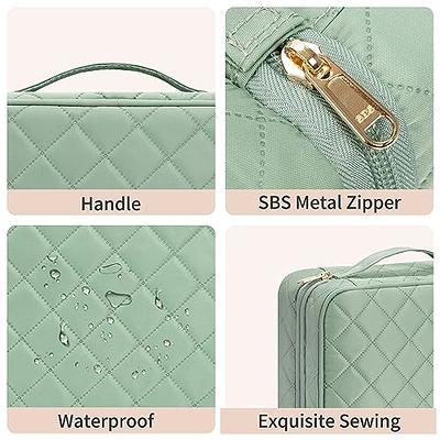 CUBETASTIC Hanging Travel Toiletry Bag, Portable Green Makeup Bag with  Handle, 3 Compartment Small Travel Bag for Toiletries Waterproof Leather