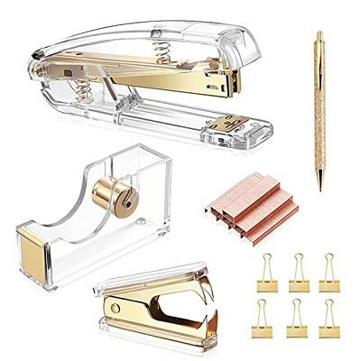 Office Supplies Set Desk Accessories With Acrylic Stapler, Staples Remover,  Tape Holder, Pen Holder, 1000 Staples, Pen, Phone Holder, Scissors, Binder  And Ruler - Temu