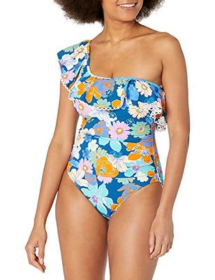 Profile by Gottex Women's Standard Rising Sun Shoulder Ruffle One Piece,  Multi/Blu, 44 - Yahoo Shopping