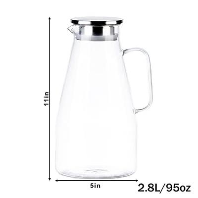 Glass Water Pot Heat Resistant Water Pitcher Jug Lemonade Explosion-proof  Heatable Carafe with Stainless Steel