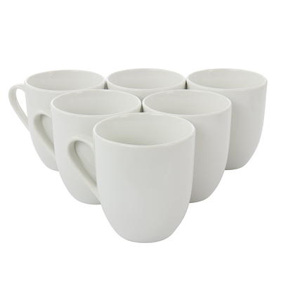 Our Table Simply White Fine Ceramic 6 Piece Square Cup and Saucer Set in White